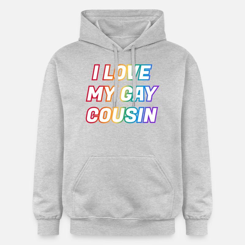 J’aime mon cousin gay - Sweat à capuche Softstyle® Gildan Unisexe - gris clair chiné