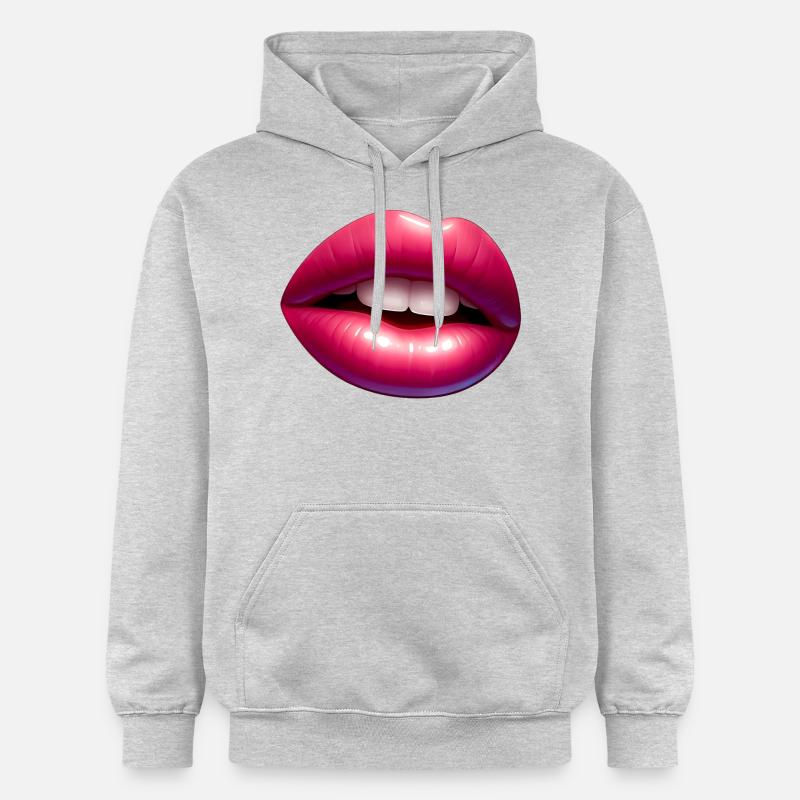 Langue - Lèvres Roses - Douceur Charmante - Sweat à capuche Softstyle® Gildan Unisexe - gris clair chiné