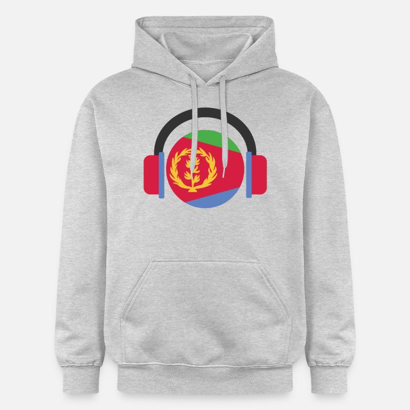 Eritrea Flagge Kopfhörer - Gildan Unisex Softstyle® Midweight Hoodie - Hellgrau meliert