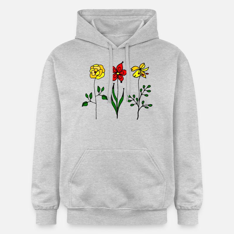 Fleur - Sweat à capuche Softstyle® Gildan Unisexe - gris clair chiné