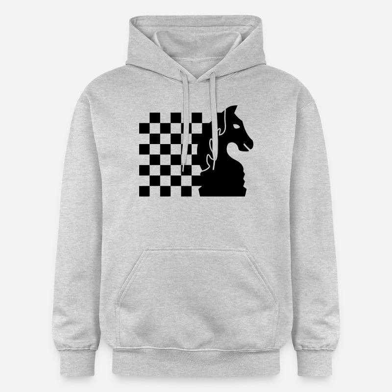 schach_pferd_b_1c - Sweat à capuche Softstyle® Gildan Unisexe - gris clair chiné