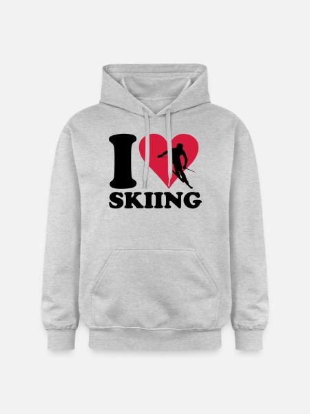 I love Skiing - Ski - Gildan Unisex Softstyle® Midweight Hoodie - Hellgrau meliert