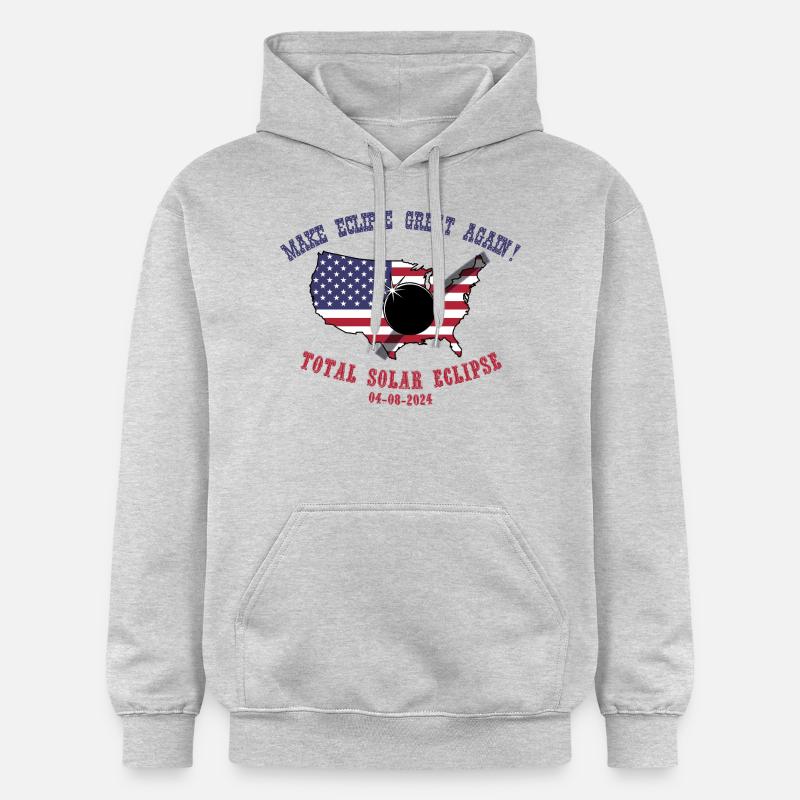 Éclipse totale de Soleil 2024 - Sweat à capuche Softstyle® Gildan Unisexe - gris clair chiné