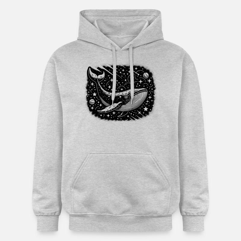 baleine de l’espace - Sweat à capuche Softstyle® Gildan Unisexe - gris clair chiné