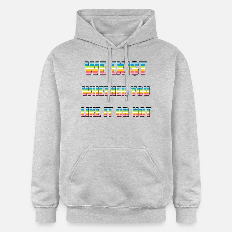 Nous existons - Drapeau queer - Sweat à capuche Softstyle® Gildan Unisexe - gris clair chiné