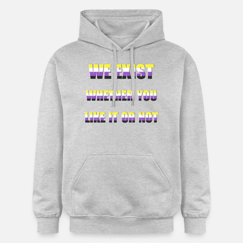 We Exist - Drapeau non-binaire - Sweat à capuche Softstyle® Gildan Unisexe - gris clair chiné