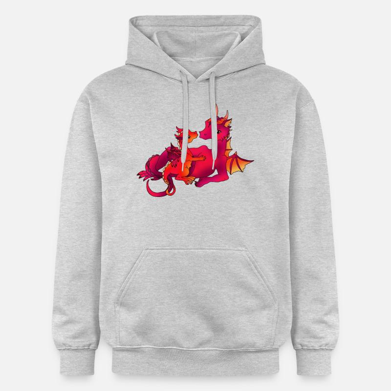 Maman dragon avec bébé rose - Sweat à capuche Softstyle® Gildan Unisexe - gris clair chiné