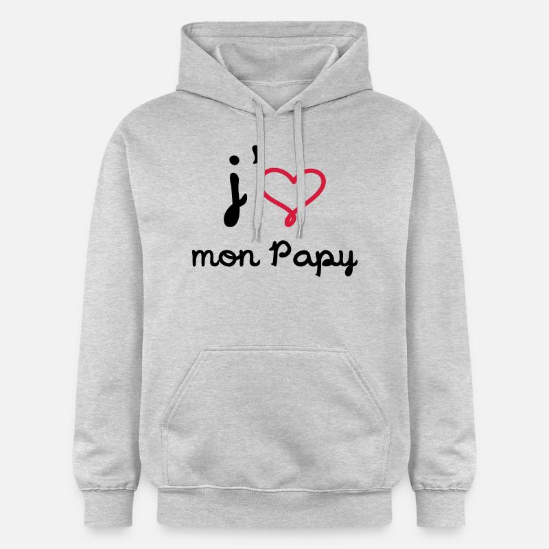J'aime mon Papy [ Bébé / Naissance ] - Sweat à capuche Softstyle® Gildan Unisexe - gris clair chiné