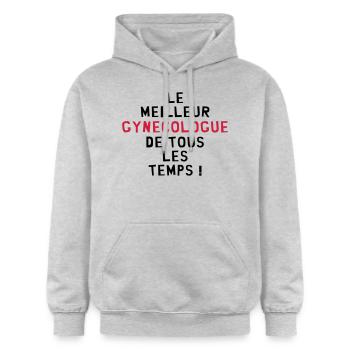 Gynéco / Gynecologue / Médecin / Gynécologie - Sweat à capuche Softstyle® Gildan Unisexe - gris clair chiné - Devant - Liana (172cm) & Jaron (178cm)