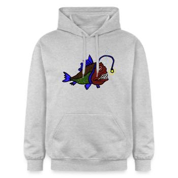 Anglerfisch - Gildan Unisex Softstyle® Midweight Hoodie - Hellgrau meliert - Vorne - Liana (172cm) & Jaron (178cm)