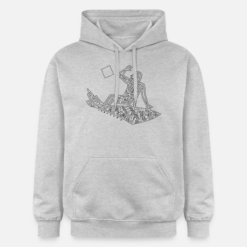 Labyrinthe Surfeur (version noire) - Sweat à capuche Softstyle® Gildan Unisexe - gris clair chiné