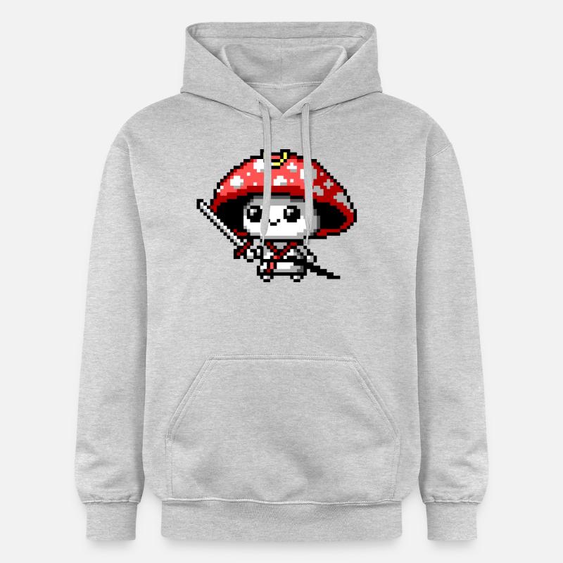 Samouraï champignon 8 bits - Sweat à capuche Softstyle® Gildan Unisexe - gris clair chiné