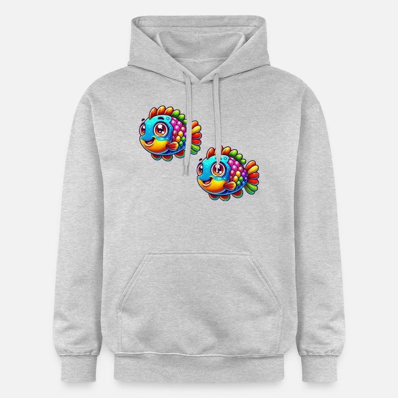 Bande dessinée de poisson - Sweat à capuche Softstyle® Gildan Unisexe - gris clair chiné