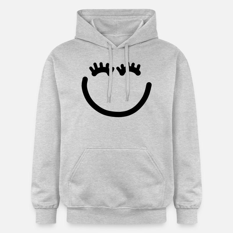 Visage heureux avec des cils - Sweat à capuche Softstyle® Gildan Unisexe - gris clair chiné