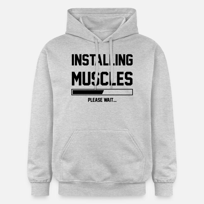 Les muscles - Sweat à capuche Softstyle® Gildan Unisexe - gris clair chiné