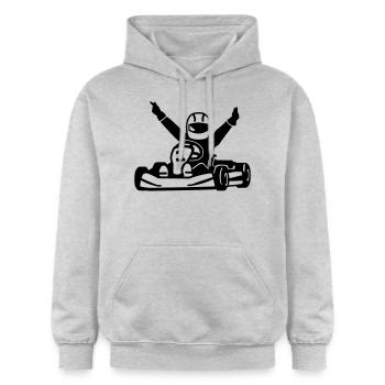 Kart - Gildan Unisex Softstyle® Midweight Hoodie - Hellgrau meliert - Vorne - Liana (172cm) & Jaron (178cm)