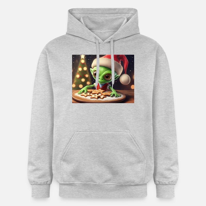 Alien trägt einen hässlichen Weihnachtspullover - Gildan Unisex Softstyle® Midweight Hoodie - Hellgrau meliert