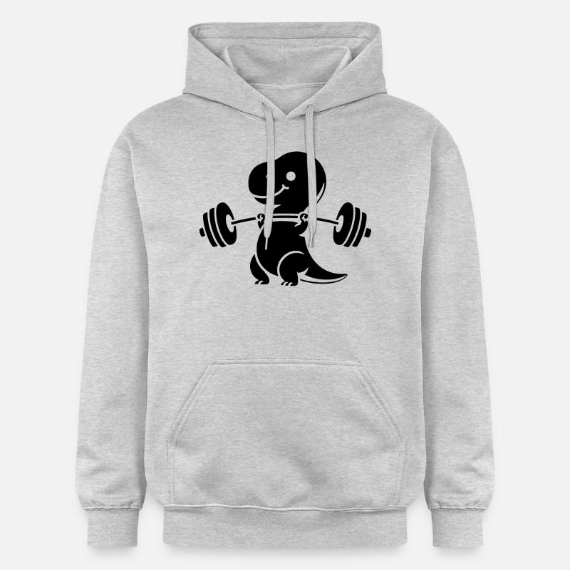 T-Rex avec entraînement avec haltères - Sweat à capuche Softstyle® Gildan Unisexe - gris clair chiné