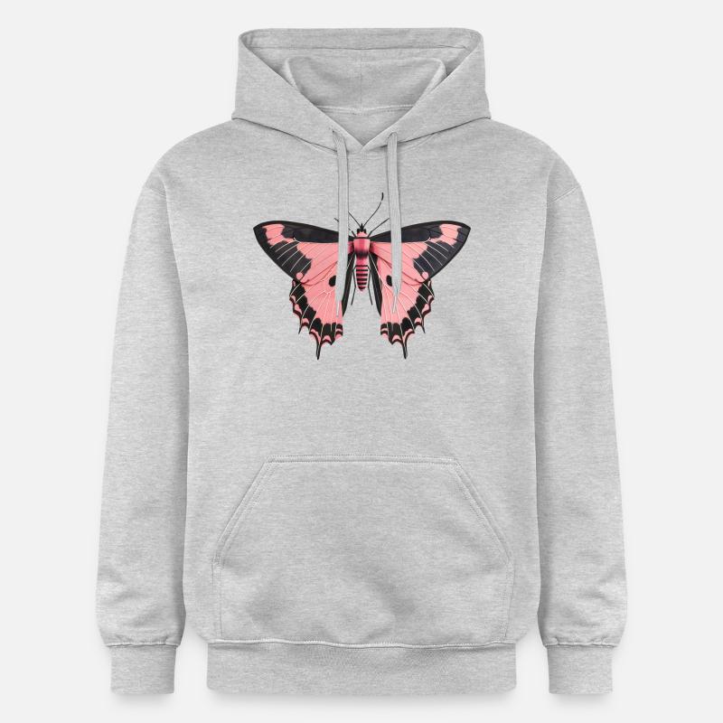 Papillon rose - Sweat à capuche Softstyle® Gildan Unisexe - gris clair chiné