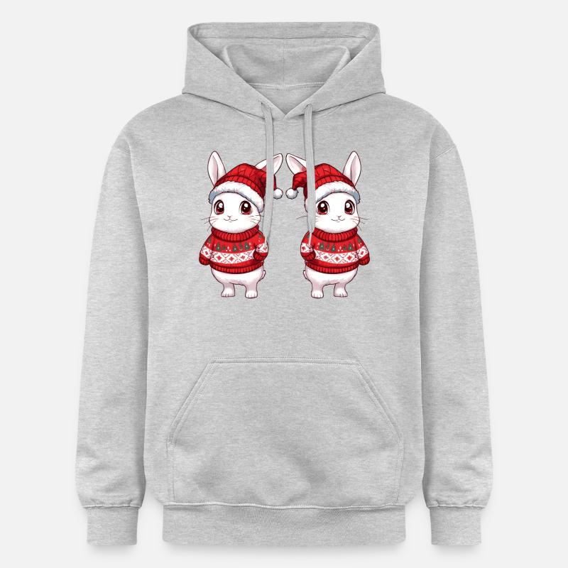 L’équipe de Noël des lapins - Sweat à capuche Softstyle® Gildan Unisexe - gris clair chiné