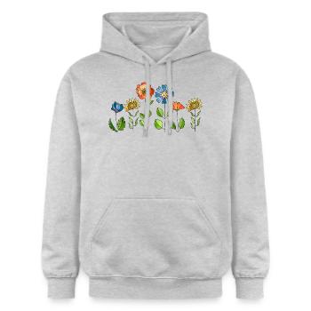 Blumen - Gildan Unisex Softstyle® Midweight Hoodie - Hellgrau meliert - Vorne - Liana (172cm) & Jaron (178cm)