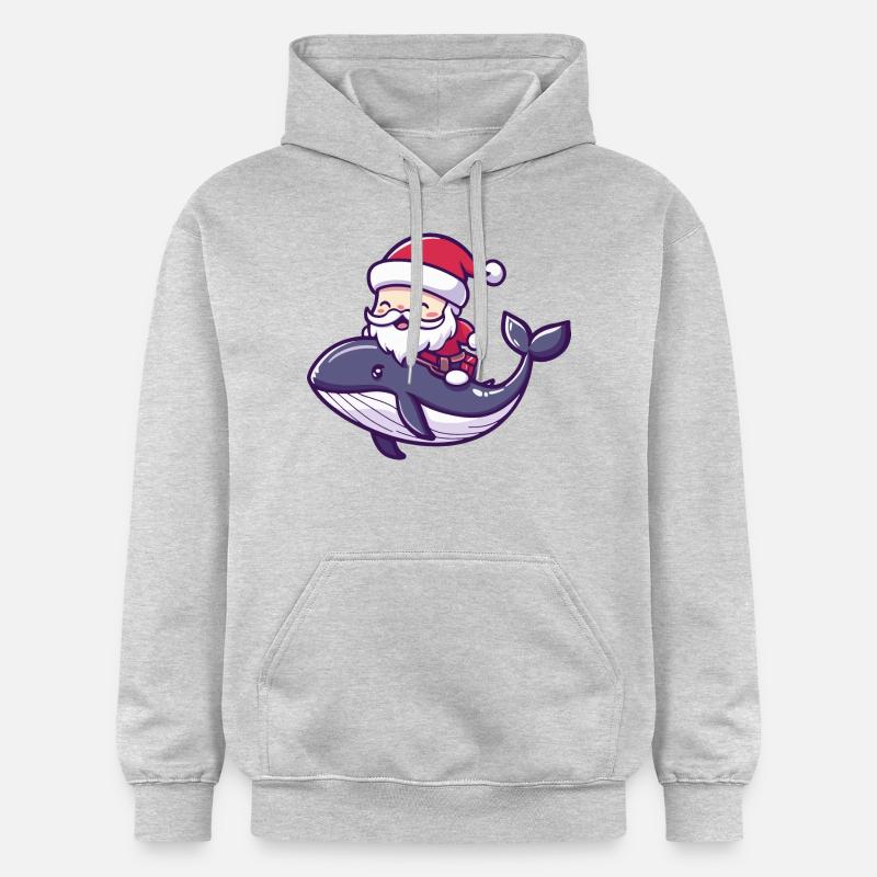 Baleine Père Noël Dessin animé - Sweat à capuche Softstyle® Gildan Unisexe - gris clair chiné