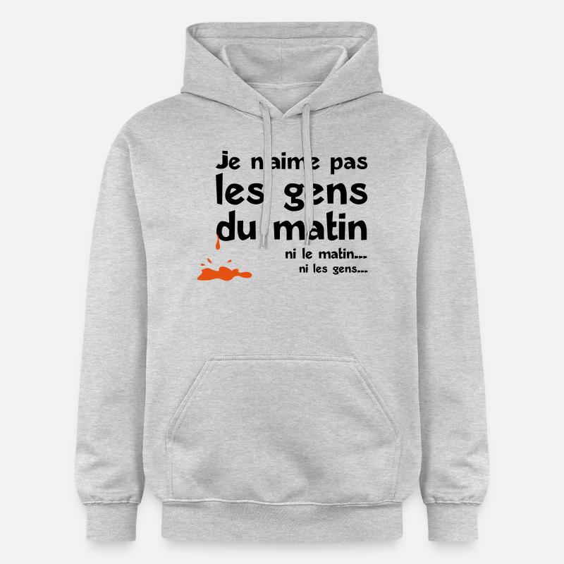 aime pas les gens matin - Sweat à capuche Softstyle® Gildan Unisexe - gris clair chiné