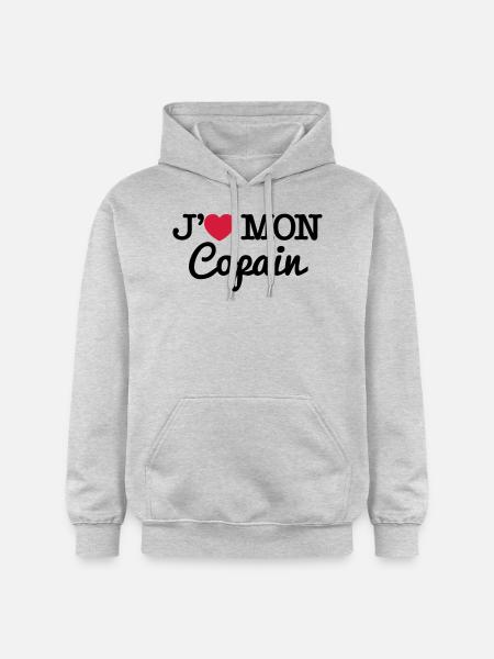 J'aime mon copain - Sweat à capuche Softstyle® Gildan Unisexe - gris clair chiné