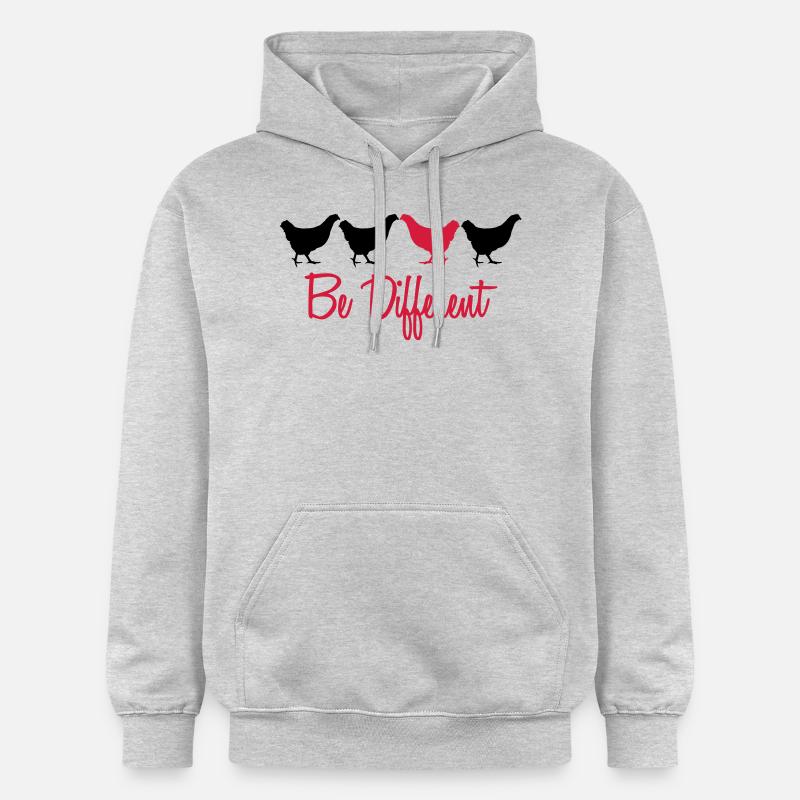 Be Different Huhn mit Text - Gildan Unisex Softstyle® Midweight Hoodie - Hellgrau meliert