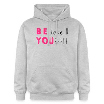 Be you - Gildan Unisex Softstyle® Midweight Hoodie - Hellgrau meliert - Vorne - Liana (172cm) & Jaron (178cm)