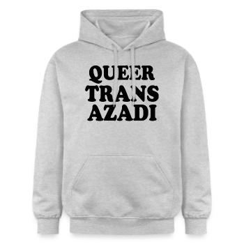 Queer trans azadi - Sweat à capuche Softstyle® Gildan Unisexe - gris clair chiné - Devant - Liana (172cm) & Jaron (178cm)