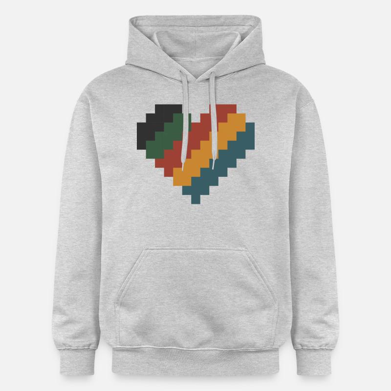 Coeur Pixel Rétro - Sweat à capuche Softstyle® Gildan Unisexe - gris clair chiné