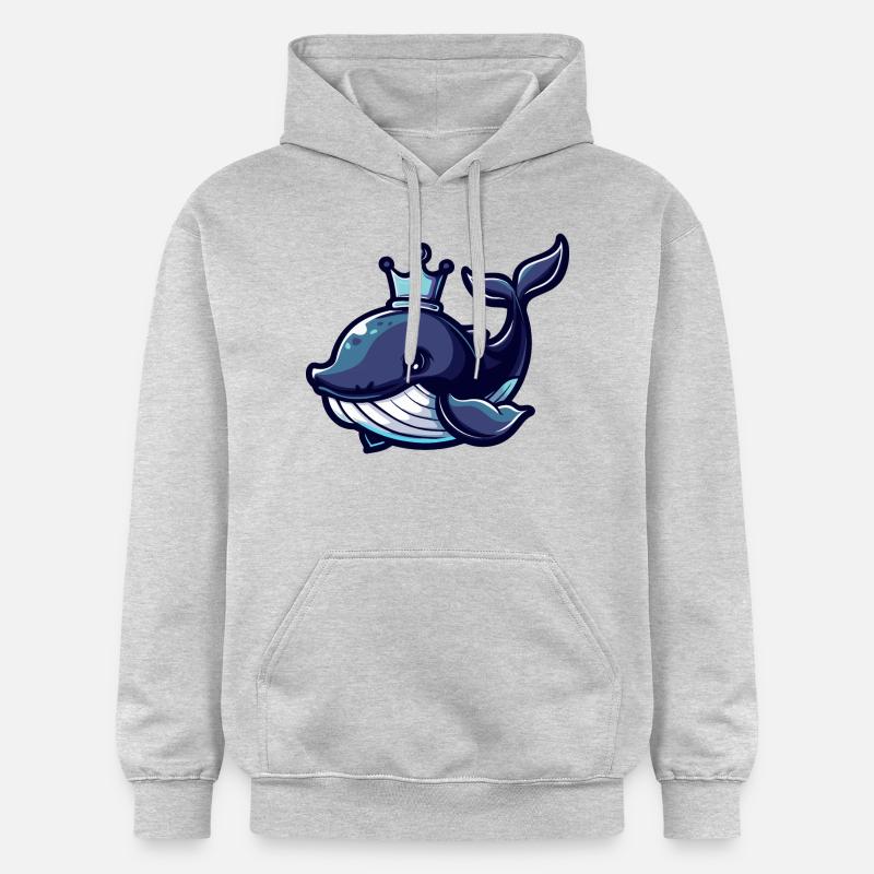 Baleine Bande Dessinée Couronne - Sweat à capuche Softstyle® Gildan Unisexe - gris clair chiné