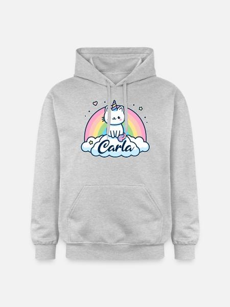 Carla Efternavn Fornavn Enhjørning Kat - Gildan Softstyle® Midweight unisex-hoodie - lysegrå meleret