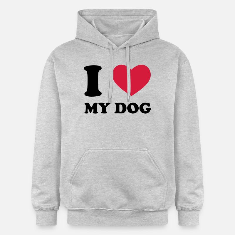 J'aime mon chien - Sweat à capuche Softstyle® Gildan Unisexe - gris clair chiné