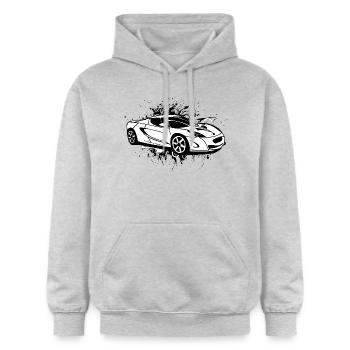 Kühles weißes sportscar - Gildan Unisex Softstyle® Midweight Hoodie - Hellgrau meliert - Vorne - Liana (172cm) & Jaron (178cm)