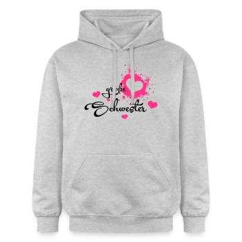 Große Schwester - Bestes Geburtstagsgeschenk - Gildan Unisex Softstyle® Midweight Hoodie - Hellgrau meliert - Vorne - Liana (172cm) & Jaron (178cm)