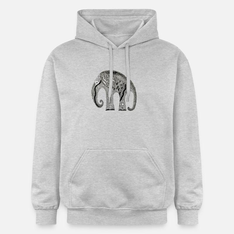 Zentangle éléphant - Sweat à capuche Softstyle® Gildan Unisexe - gris clair chiné