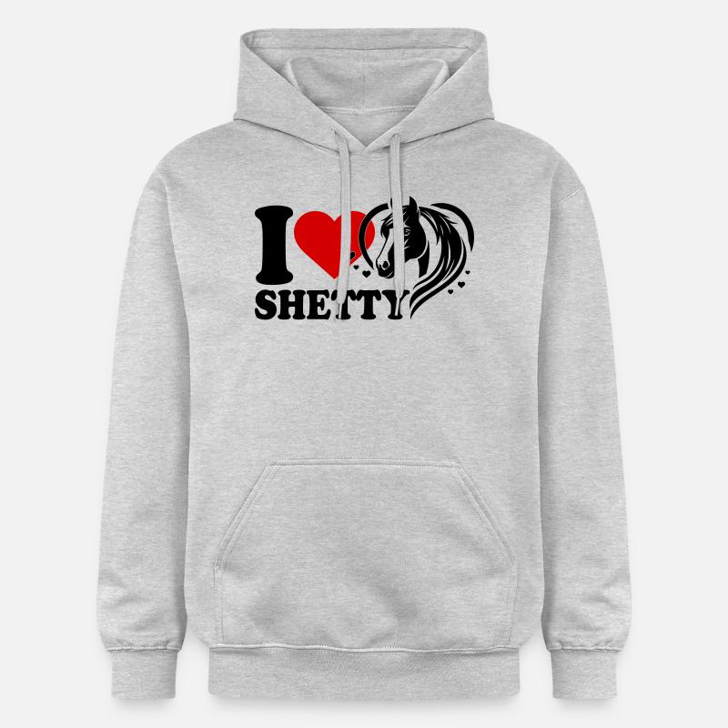 J’adore le cheval Shetty - Sweat à capuche Softstyle® Gildan Unisexe - gris clair chiné