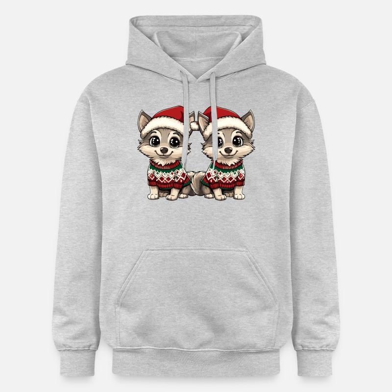 L’équipe de Noël du loup - Sweat à capuche Softstyle® Gildan Unisexe - gris clair chiné