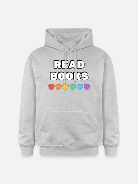 Read Books Rainbow Hearts - Gildan Unisex Softstyle® Midweight Hoodie - light heather grey