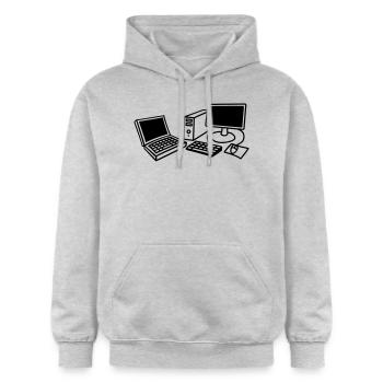 computers_1c - Sweat à capuche Softstyle® Gildan Unisexe - gris clair chiné - Devant - Liana (172cm) & Jaron (178cm)