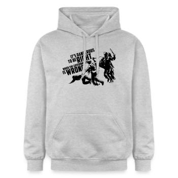 It's dangerous to be right - Gildan Unisex Softstyle® Midweight Hoodie - Hellgrau meliert - Vorne - Liana (172cm) & Jaron (178cm)