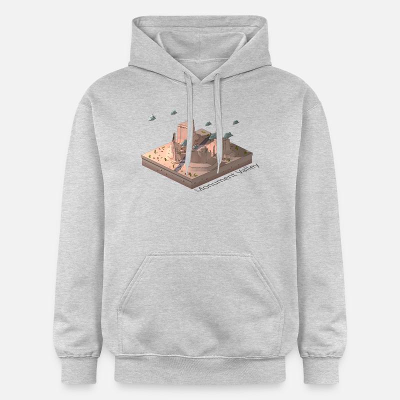 Monument Valley géométrique low poly - Sweat à capuche Softstyle® Gildan Unisexe - gris clair chiné
