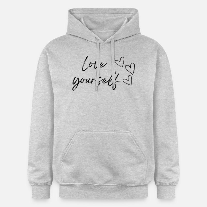 Liebe dich selbst (schwarzer Text) - Gildan Unisex Softstyle® Midweight Hoodie - Hellgrau meliert