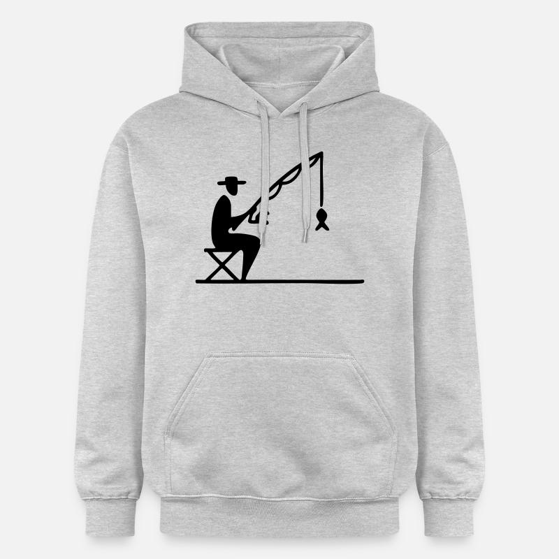 Pêcheur avec itinéraire et poisson - Sweat à capuche Softstyle® Gildan Unisexe - gris clair chiné