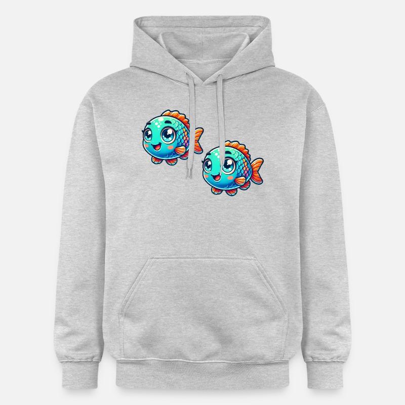 Bande dessinée Poisson 2 - Sweat à capuche Softstyle® Gildan Unisexe - gris clair chiné