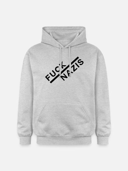 FUCK NAZIS - Gildan Unisex Softstyle® Midweight Hoodie - Hellgrau meliert