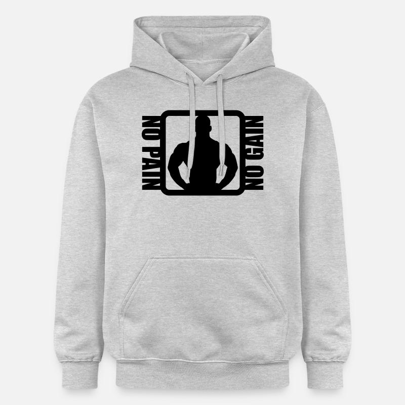 Bodybuilder Logo Design - Sweat à capuche Softstyle® Gildan Unisexe - gris clair chiné