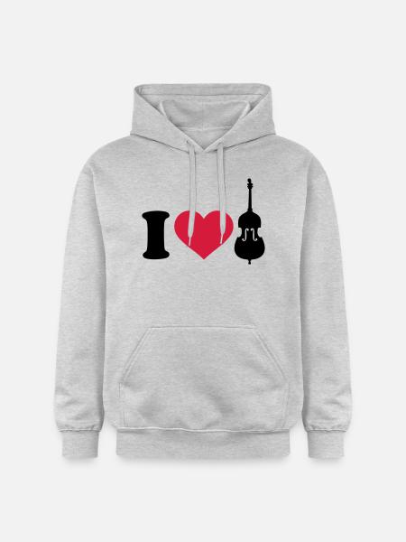 I love Contrabasse - Sweat à capuche Softstyle® Gildan Unisexe - gris clair chiné